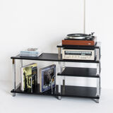 Vintage Hi-Fi furniture in lacquered wood and chrome iron, Spain, 1980