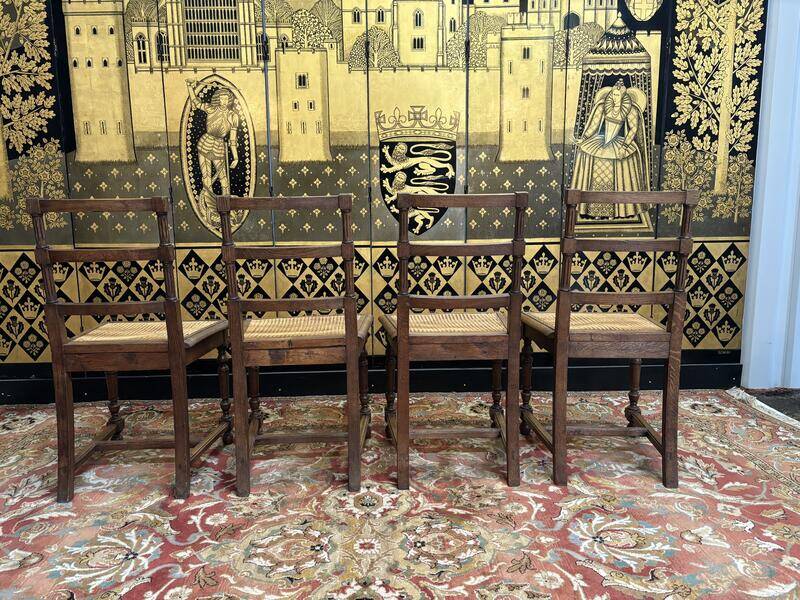 4 Louis XIII style caned chairs