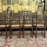 4 chaises cannées de style Louis XIII