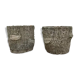 Two cement planters imitation tree trunks