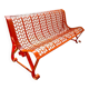 Orange pierced sheet metal bench
