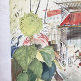 Landscape gouache canvas 1m