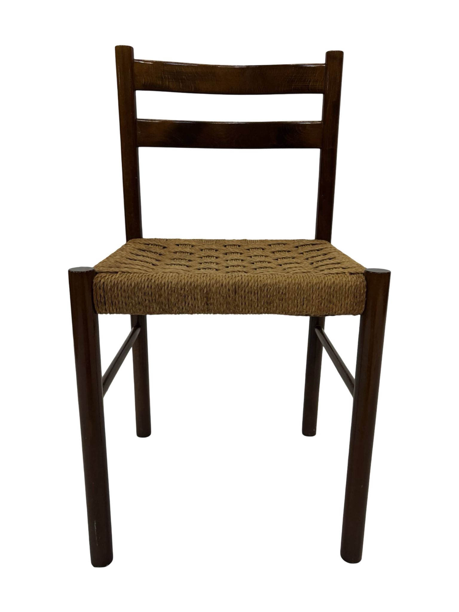Vintage chair from the 70s minimalist design in wood and paper cord