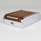 Carl Aubock rolling shutter storage box from the 1930s, cigarette dispenser, walnut, Vienna
