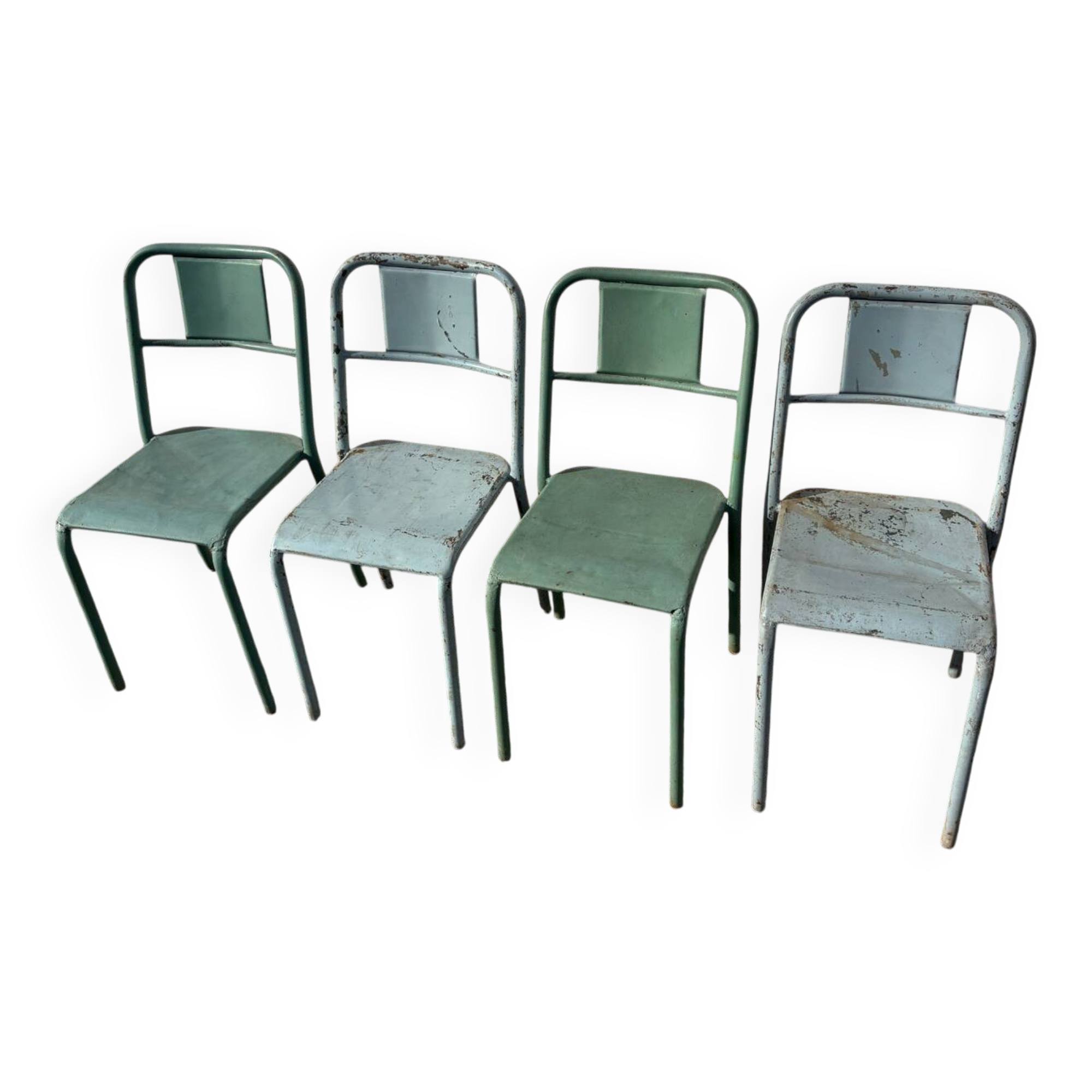 Set of 4 vintage bistro metal chairs