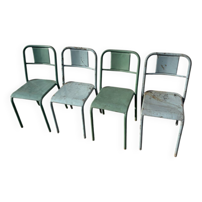 Set de 4 chaises tôle bistrot vintage