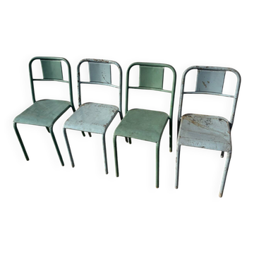 Set de 4 chaises tôle bistrot vintage