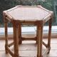 Vintage side table in rattan and bamboo, France, hexagonal.