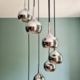 Large chrome-plated metal waterfall chandelier, Hans-Agne Jakobsson, 1960-70