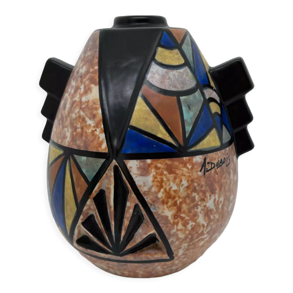 Vase Art Déco avec motifs cubistes de Antoine Dubois pour Mons Pottery  Belgium - La Céramique Montoise | Selency