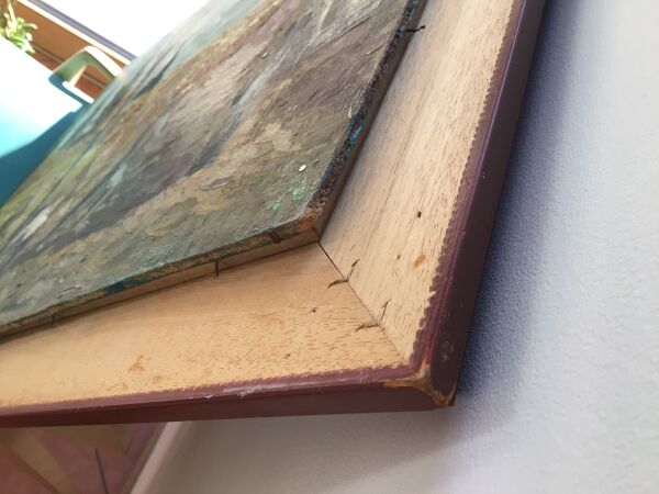 Tableau bouquet prune peinture sur bois encadrée