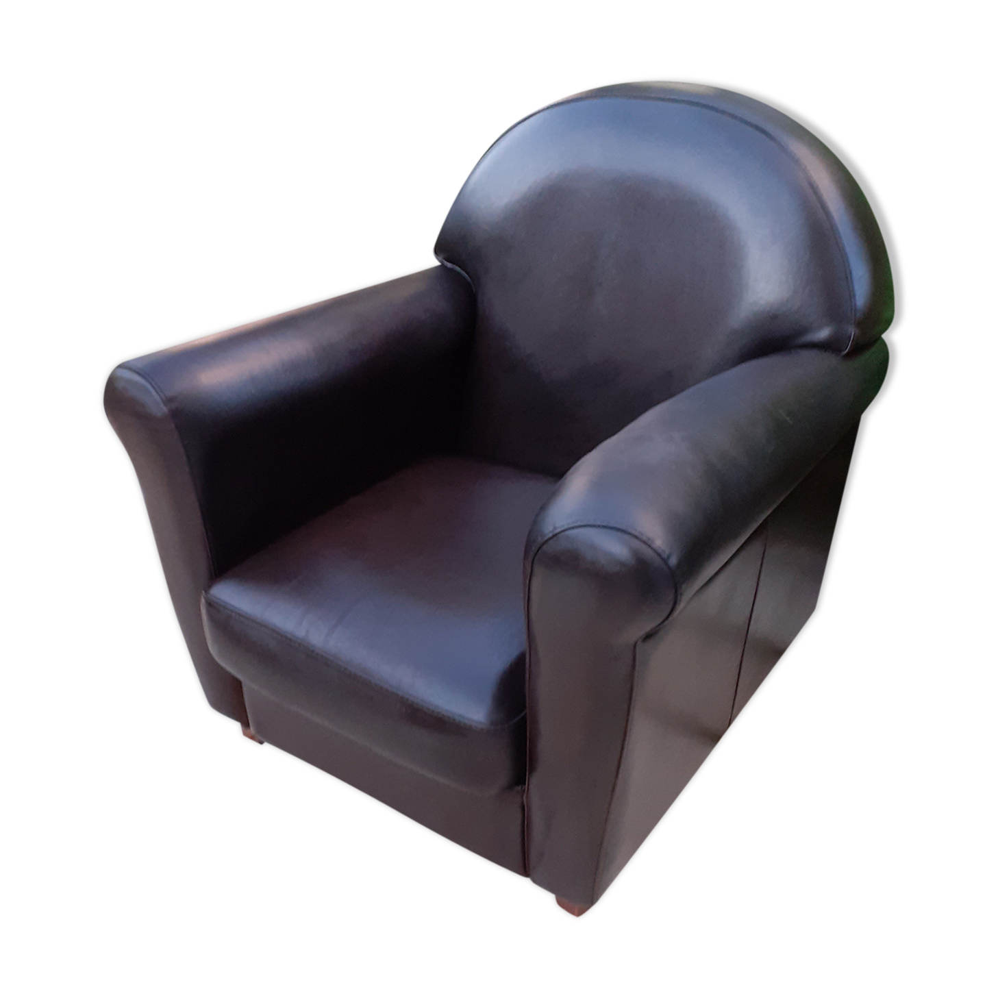 Fauteuil club en cuir bois & chiffons