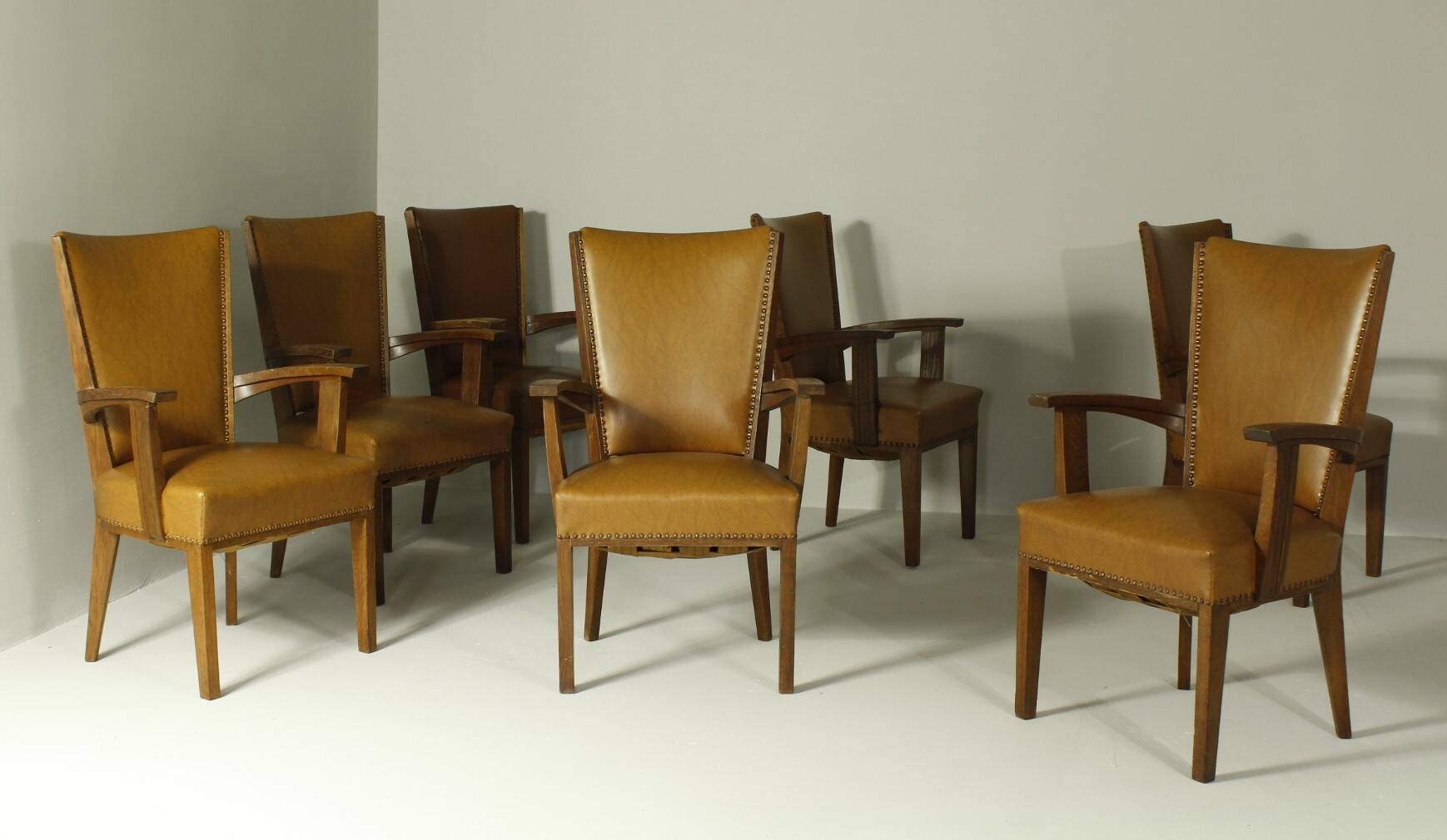 Armchairs by H. Wouda for H. Pander & Zn., 1920s, Set of 7
