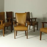 Armchairs by H. Wouda for H. Pander & Zn., 1920s, Set of 7