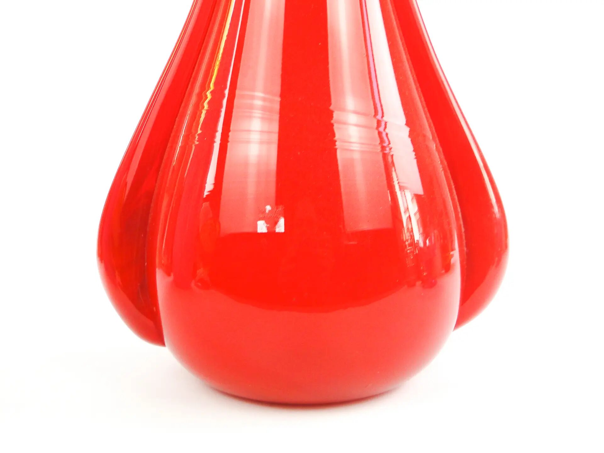 Mid-century modern vase, red glass, Poland, 1970s