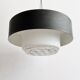 Holophane Ceiling Light Vintage 60s Black Metal and Frosted Glass Crafted