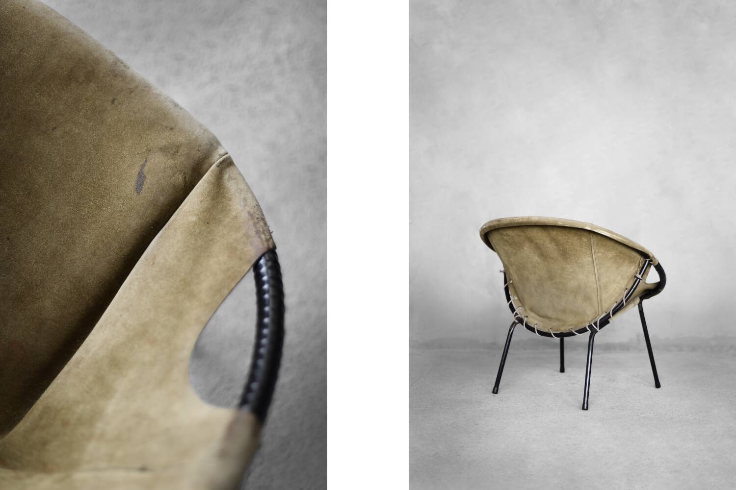 Metal and suede armchair, Germany 1960