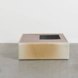 Vintage leather coffee table with plant stand, 1970s