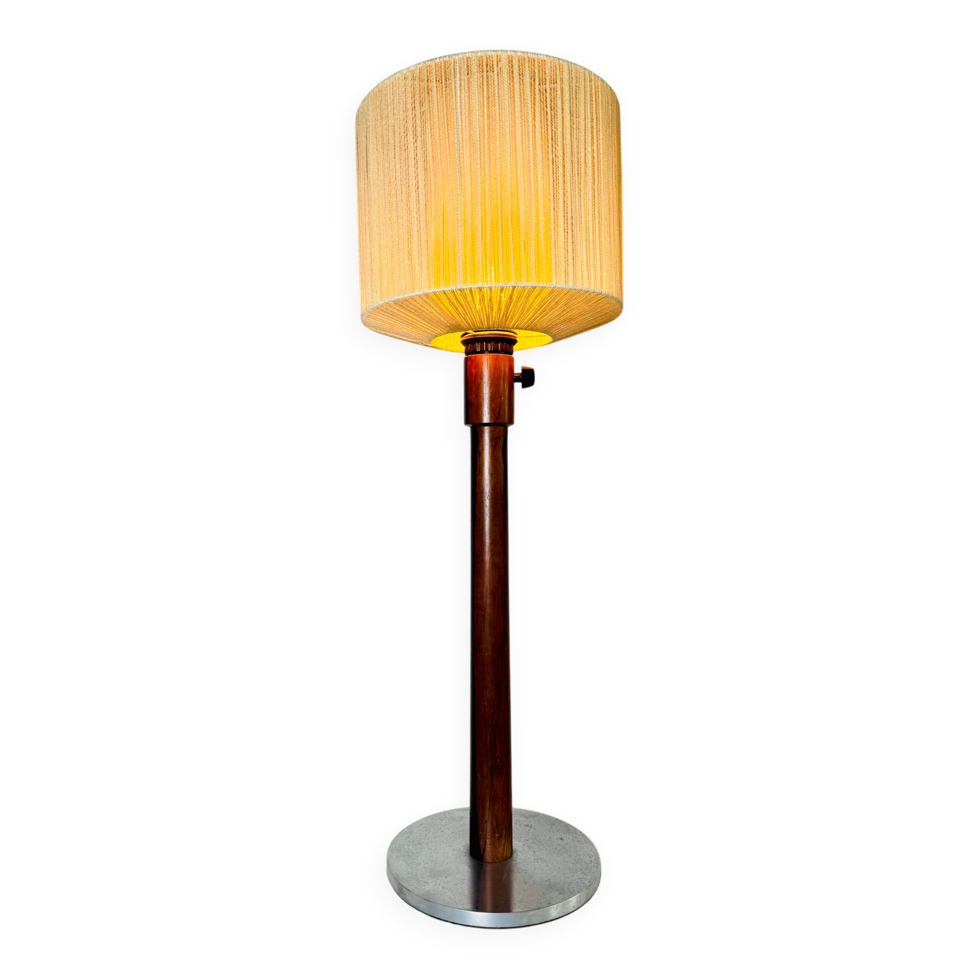 Large Size Wood & Sring Table Lamp By Uno & Östen Kristiansson For Luxus, Sweden 1960S