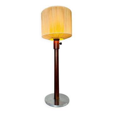 Grande lampe de table en bois et en corde par Uno et Östen Kristiansson pour Luxus, Suède, années 1960.