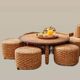Coffee table and 4 stools in the style of Audoux & Minet.