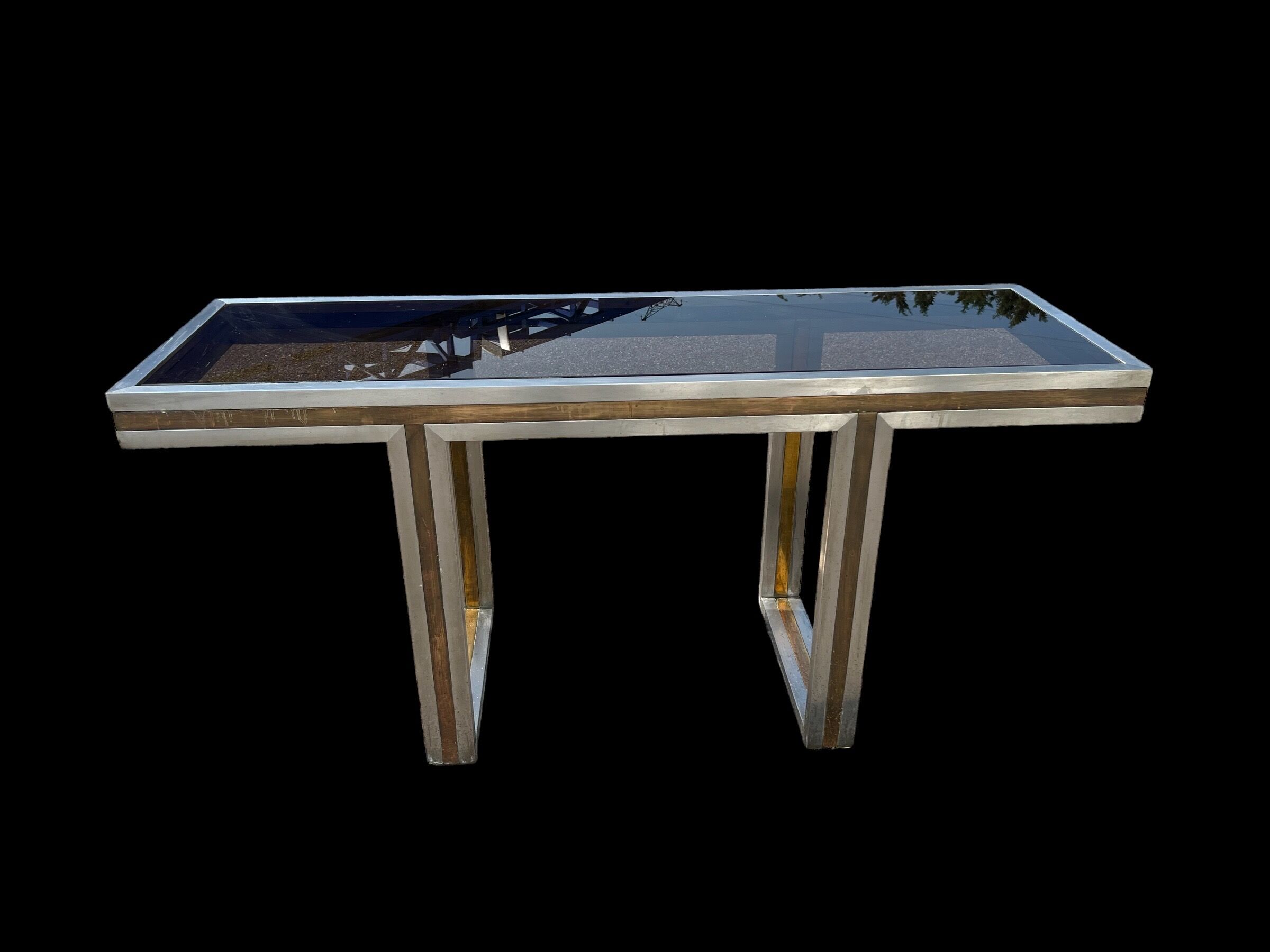 Console italienne acier et laiton 1970