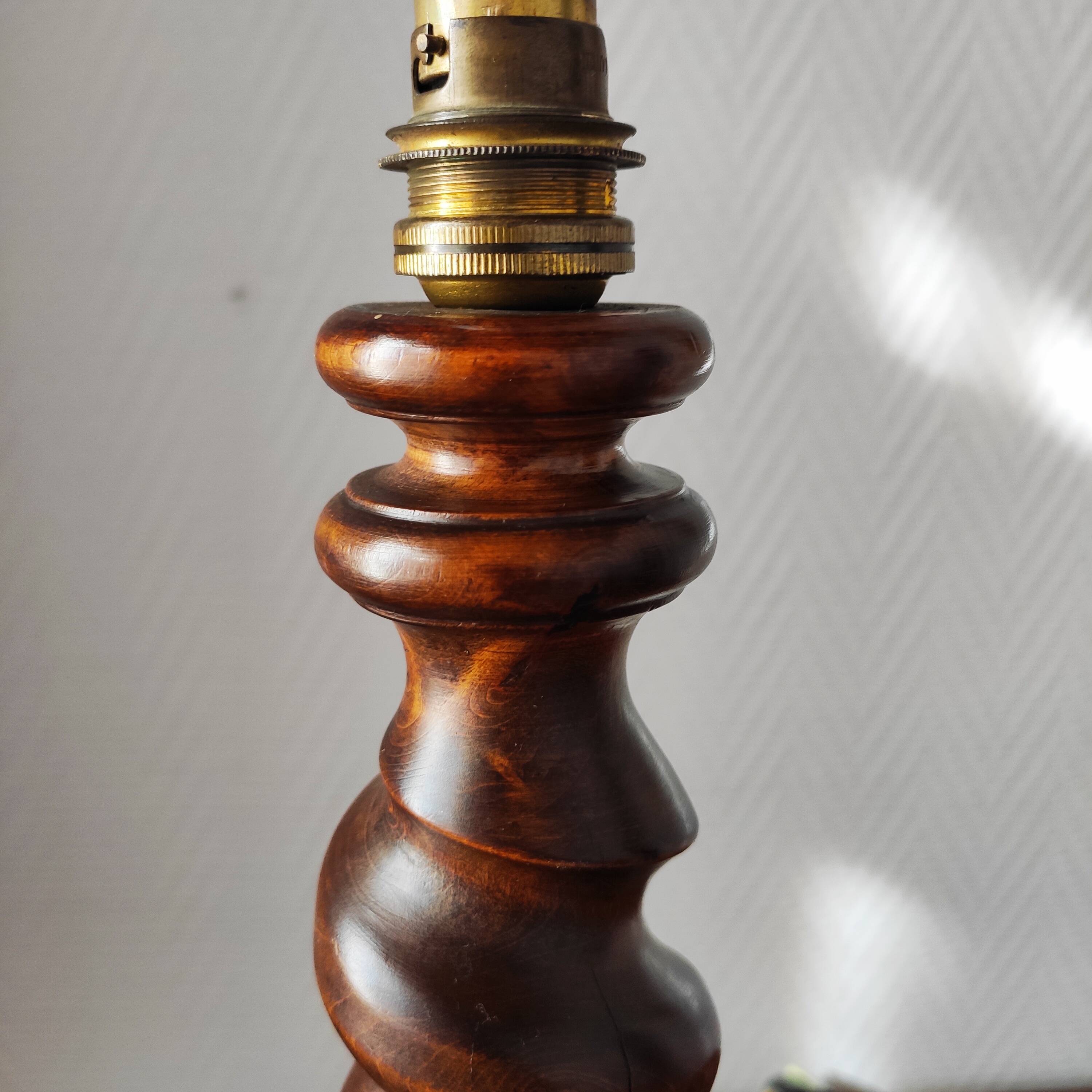Vintage turned wooden lamp base – France 1950-60