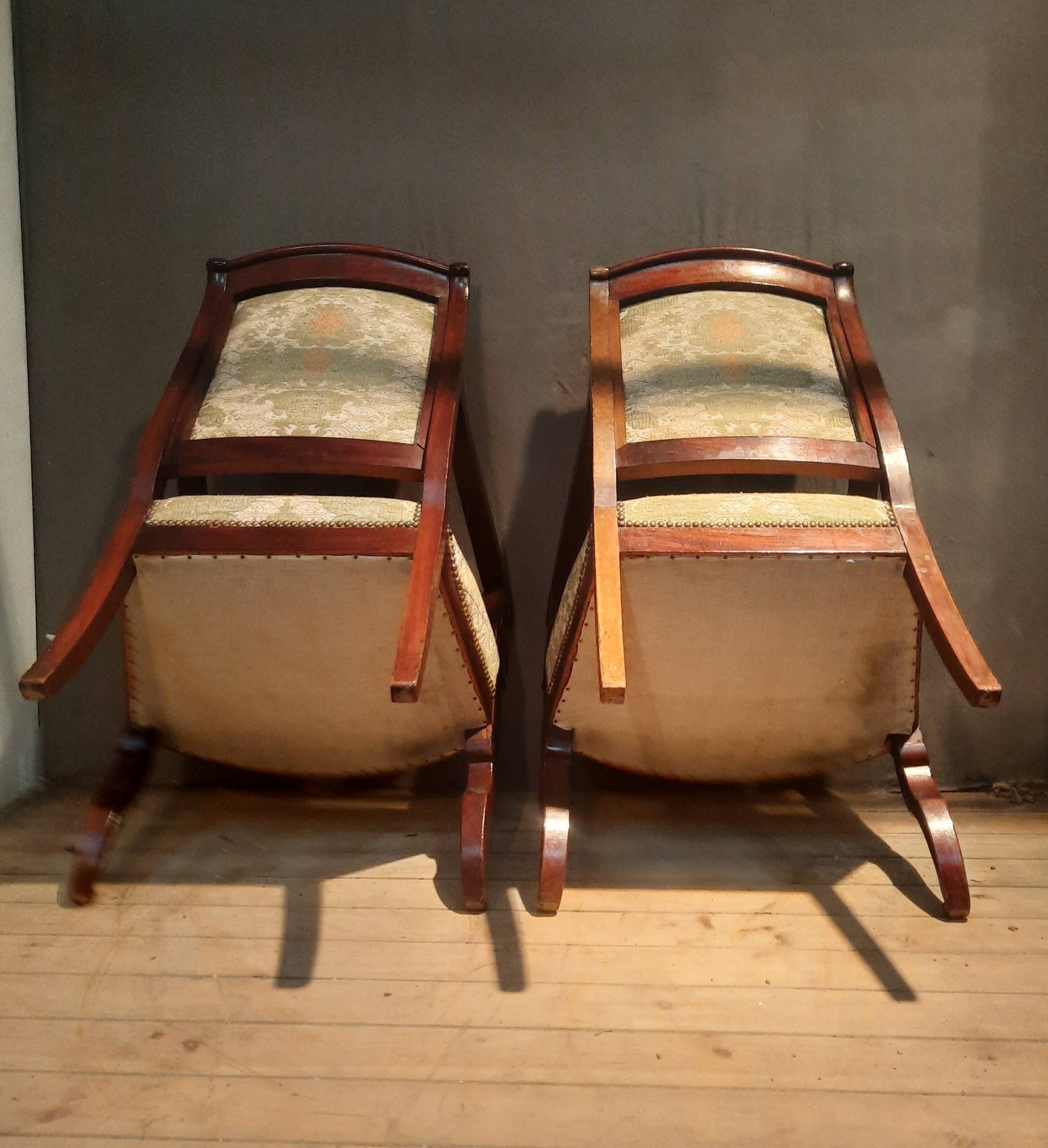 Pair of restoration mahogany armchairs