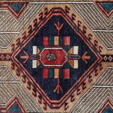 Traditional tribal wool runner rug long handmade oriental wool carpet 100x450cm