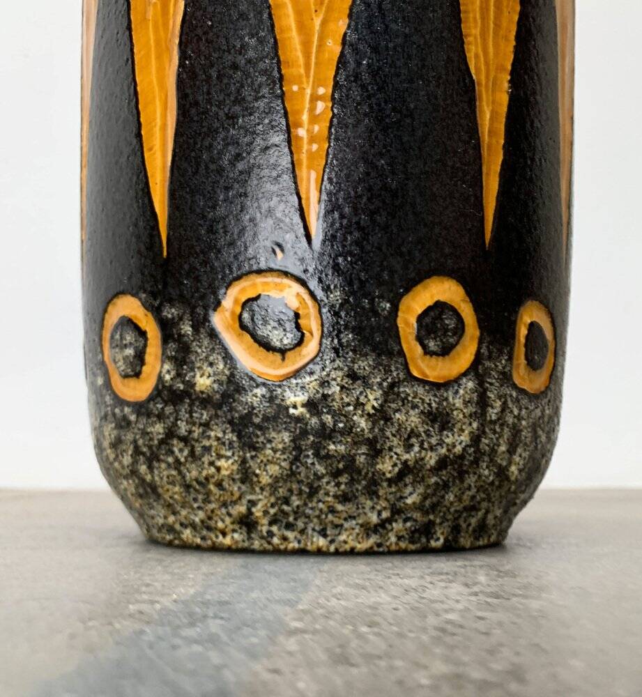 Brutalist sun vase in West German pottery WGP from the mid-century by Scheurich, 1960s.