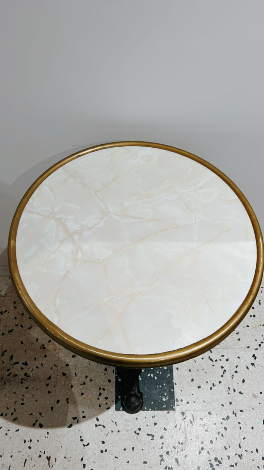 Bistro table cast iron marble and brass