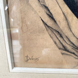 Charcoal drawing signed Delmas