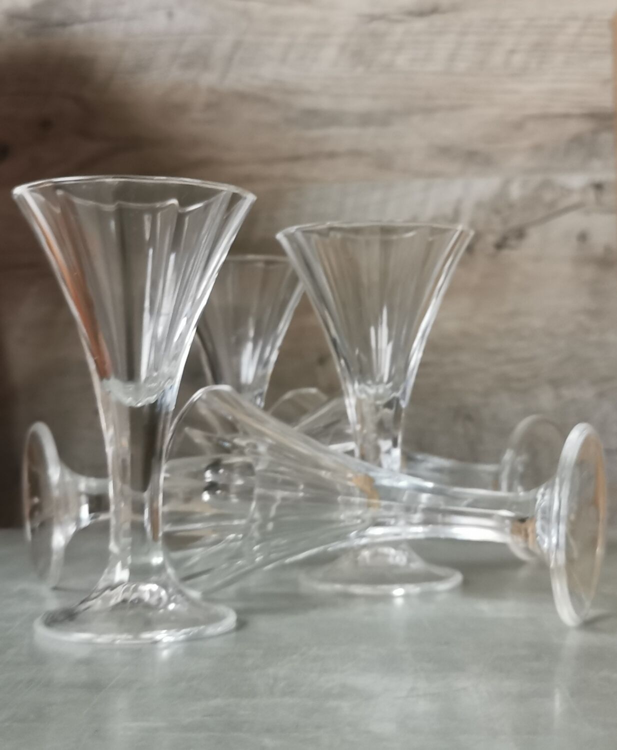 Durand Monceaux crystal liqueur glasses