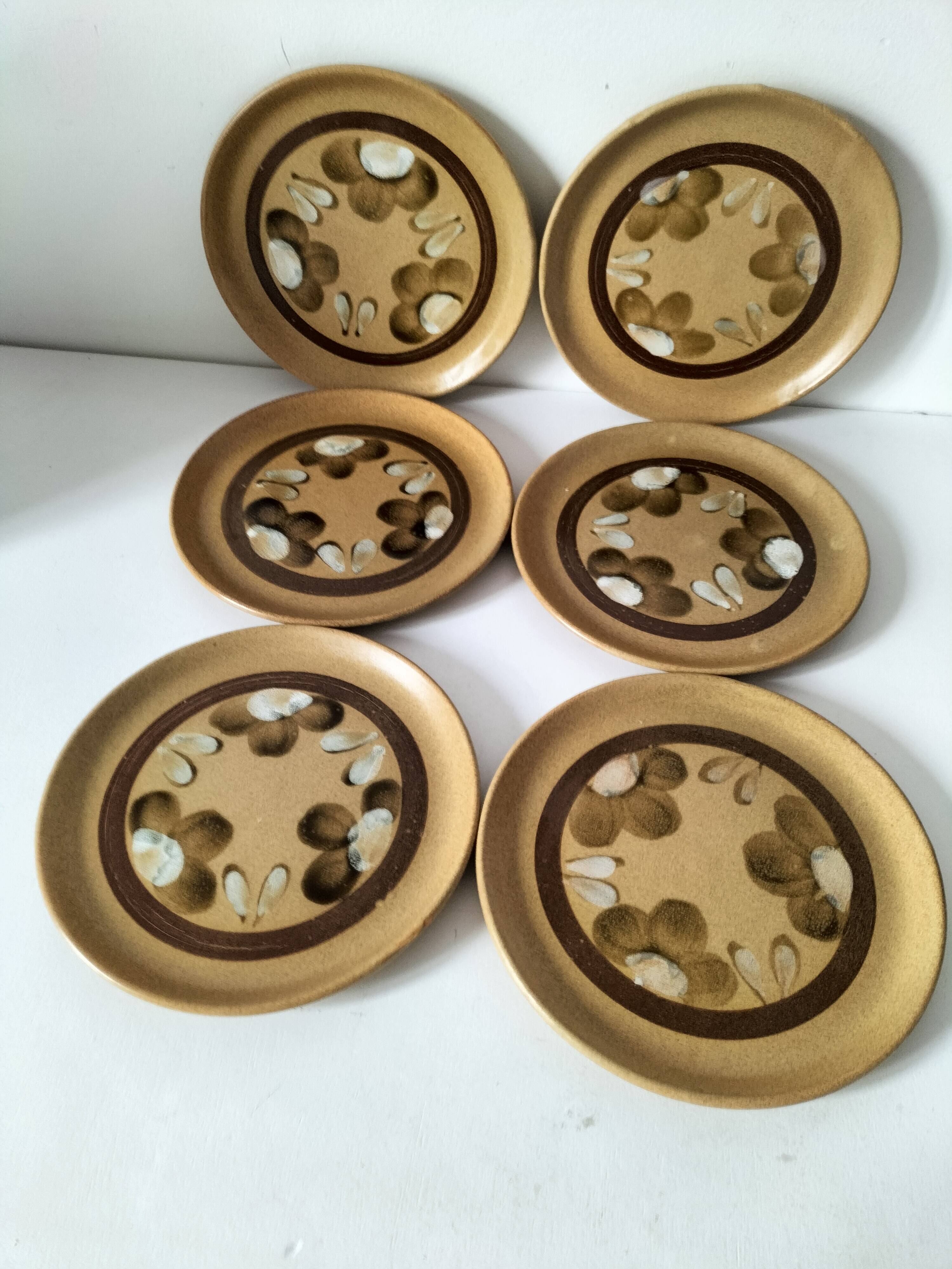 6 dessert plates in stoneware Atelier d’Art Lorraine Sarreguemines