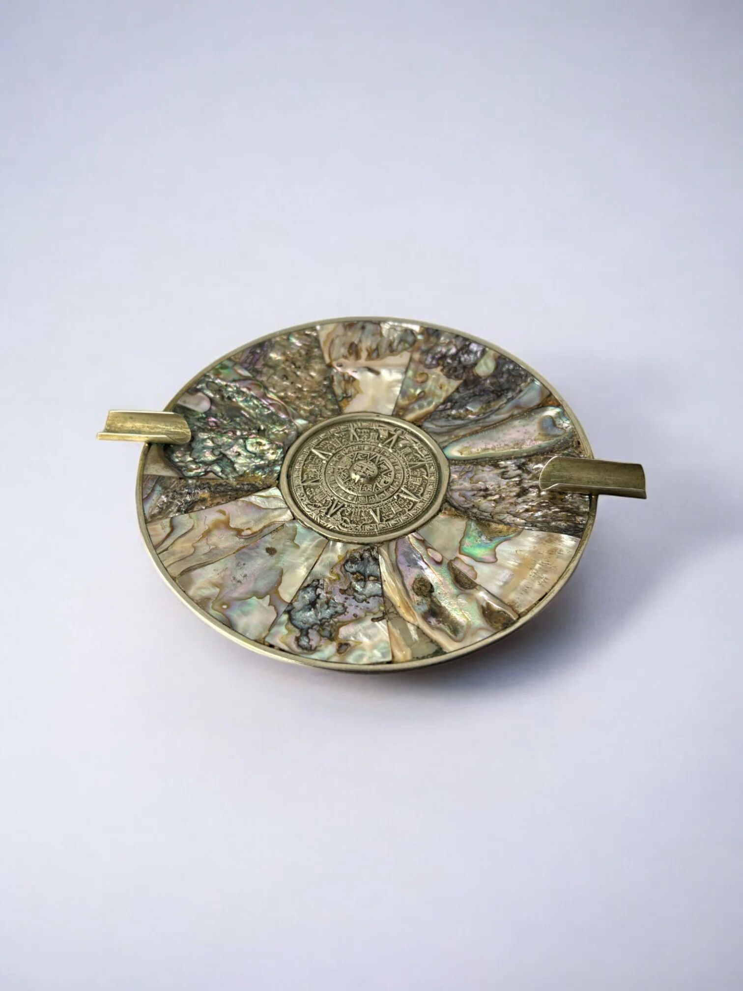 Abalone shell & alpaca ashtray, Mexico, 1970s