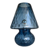 Murano-Inspired Blue Glass Lamp with “Ballotton” Texture