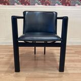 "Leolux" designer leather and metal armchair.