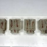 Set of four large wall lamps in murano glass elements by Poliarte. Italy 1970s