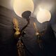 Pair of vintage brass and opaline wall lights