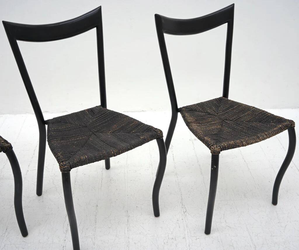 Black Manila dining chairs by Val Padilla for Conran, c.1980