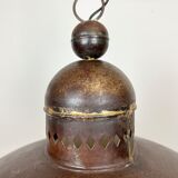 Large Brown Industrial Lamp with Iron Grid, 1960s