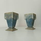 Pair of old art deco vases in enameled cast iron