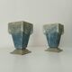 Pair of old art deco vases in enameled cast iron