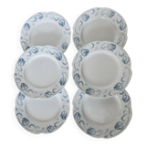 6 dessert plates - Antique tableware set 82 pieces Sarreguemines earthenware Art Nouveau style
