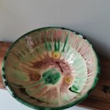 Large vintage enamelled bowl or salad bowl, rustic style