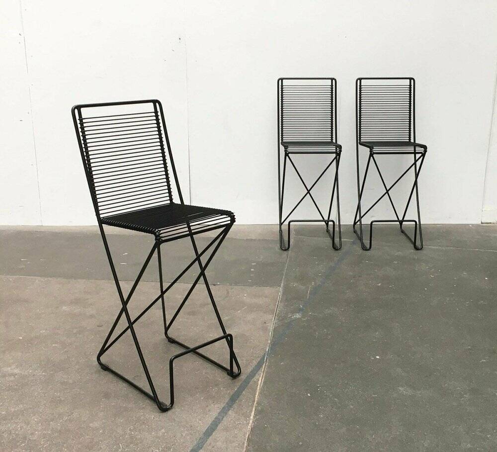 Postmodern black kitchen bar stool Kreuzschwinger by Till Behrens for Schlubach, 1980s.