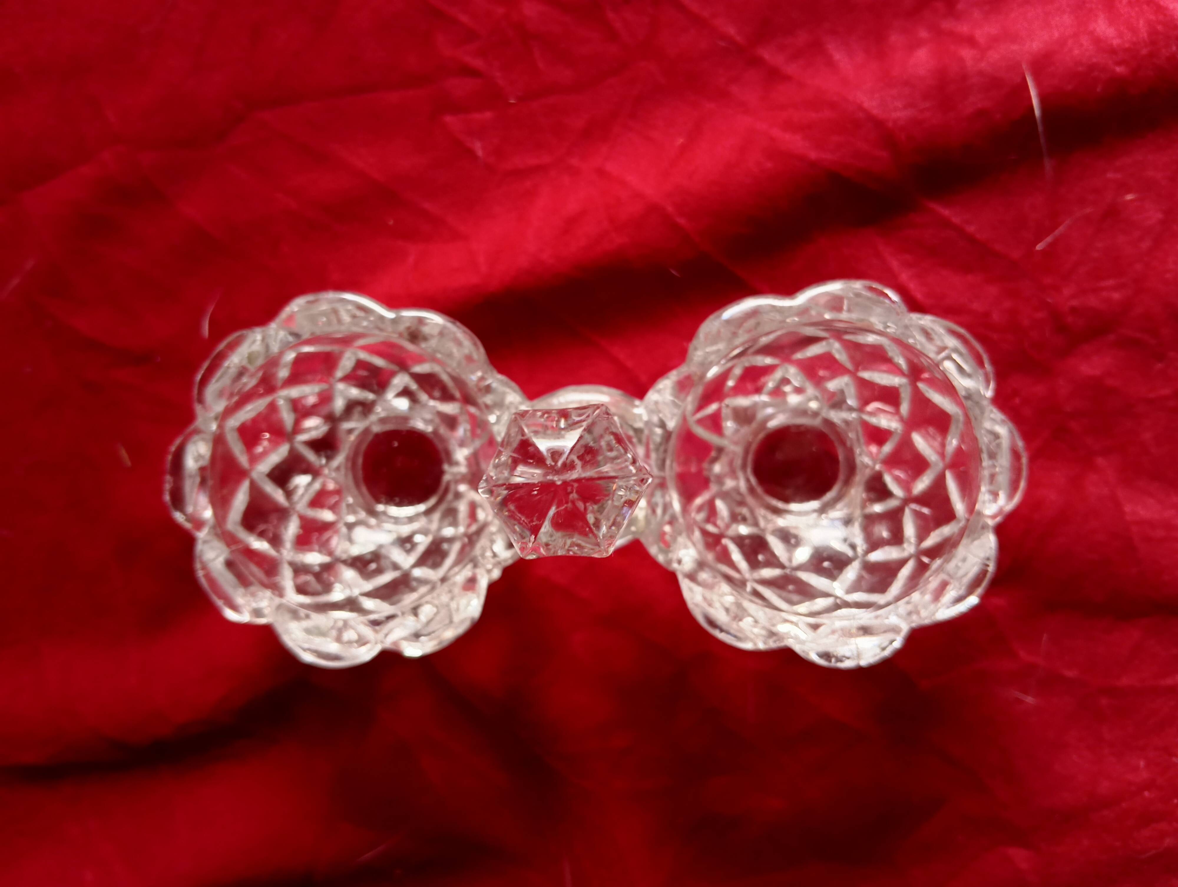 Double glass salt cellar moulded pressed 20th century