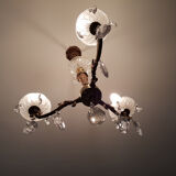 Lustre 3 branches avec pampilles en cristal