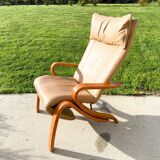 Westnofa Scandinavian Relax leather lounge chair, 1980s