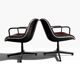 Charles Pollock paire de fauteuils Executive Knoll cuir bordeaux 1970